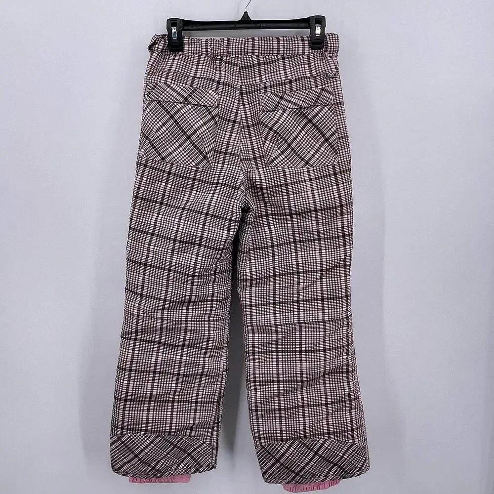 Cherokee Youth Sz L Pink Plaid Checkered Snow Ski Pants Adjustable Waist Girls - Picture 2 of 9
